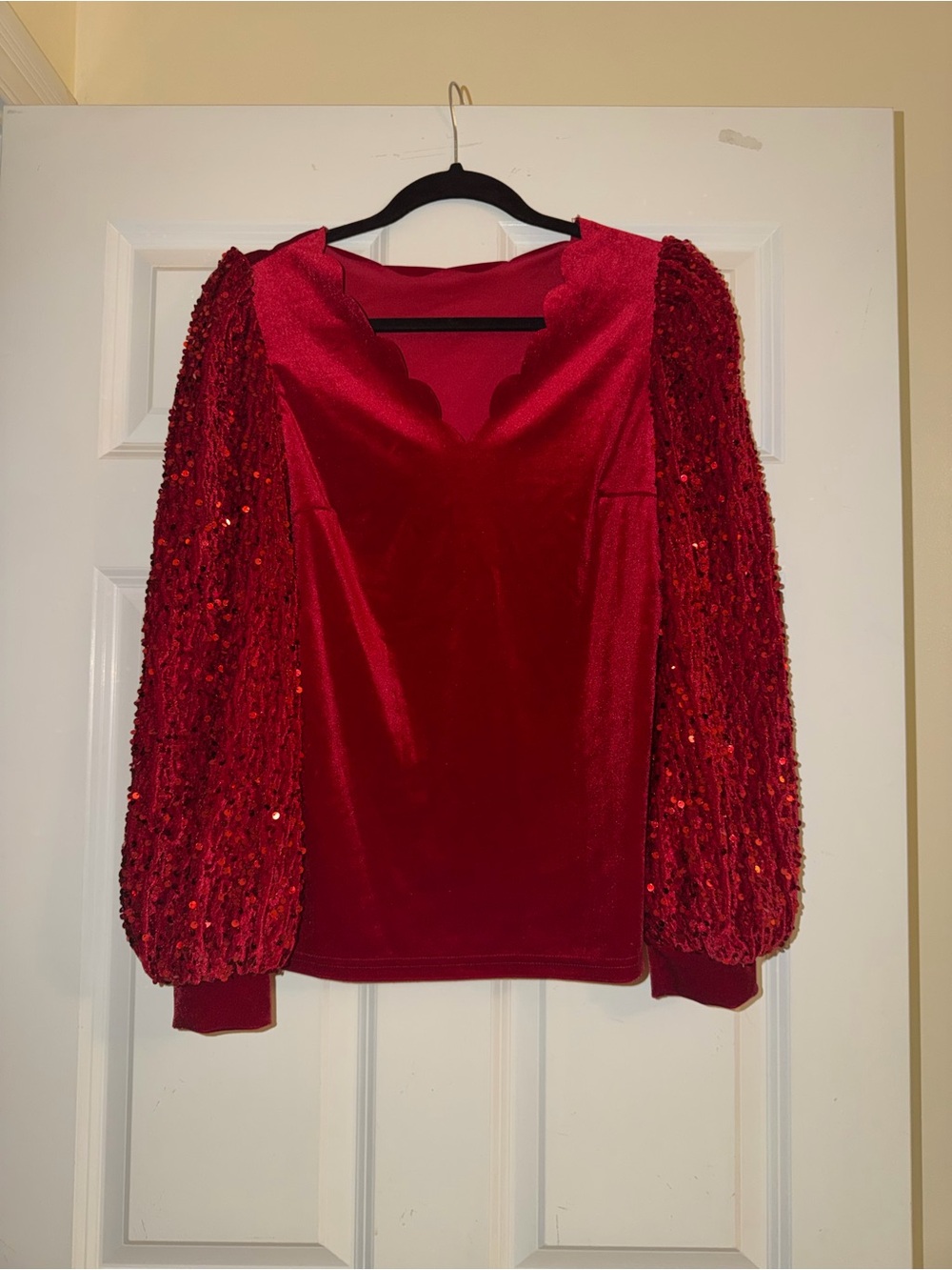 Red Long Sleeve Blouse
